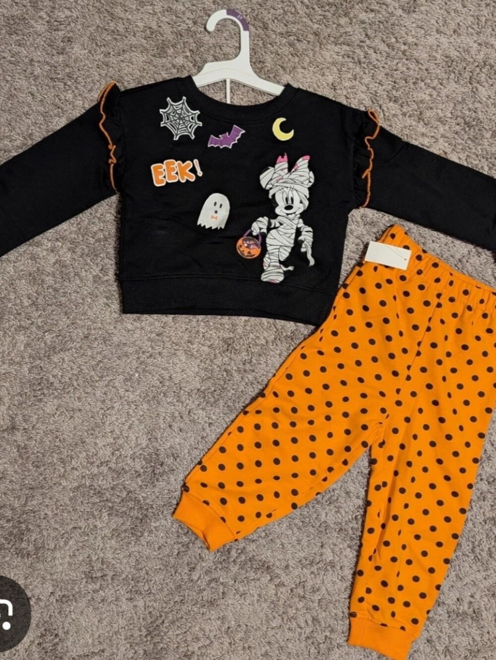 Disney Minnie Mouse Halloween Outfit Sweatshirt Jogger Sweatpant Girls 12 month